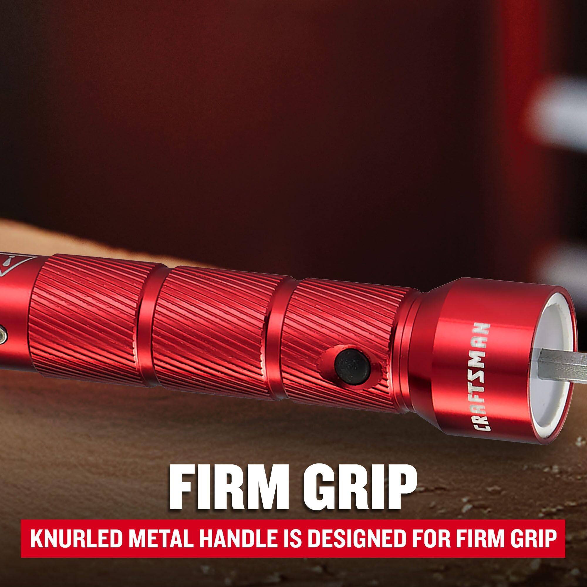FIRM GRIP  
KNURLED METAL HANDLE IS DESIGNED FOR FIRM GRIP