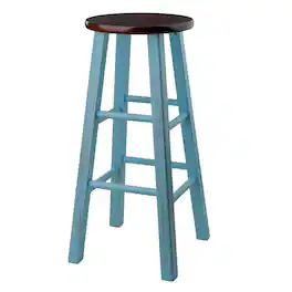 Winsome Wood - Ivy Bar Stool - Walnut/Rustic Blue
