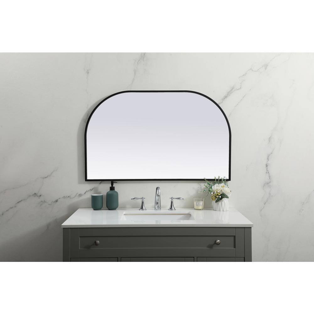 Alt View 3. Elegant Decor - Metal Frame Arch Mirror 39x24 Inch in Black - Black.