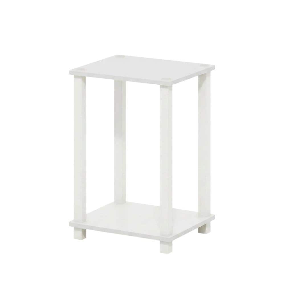 FurniFact - Small End Table with Contemporary Design and Solid Construction - White