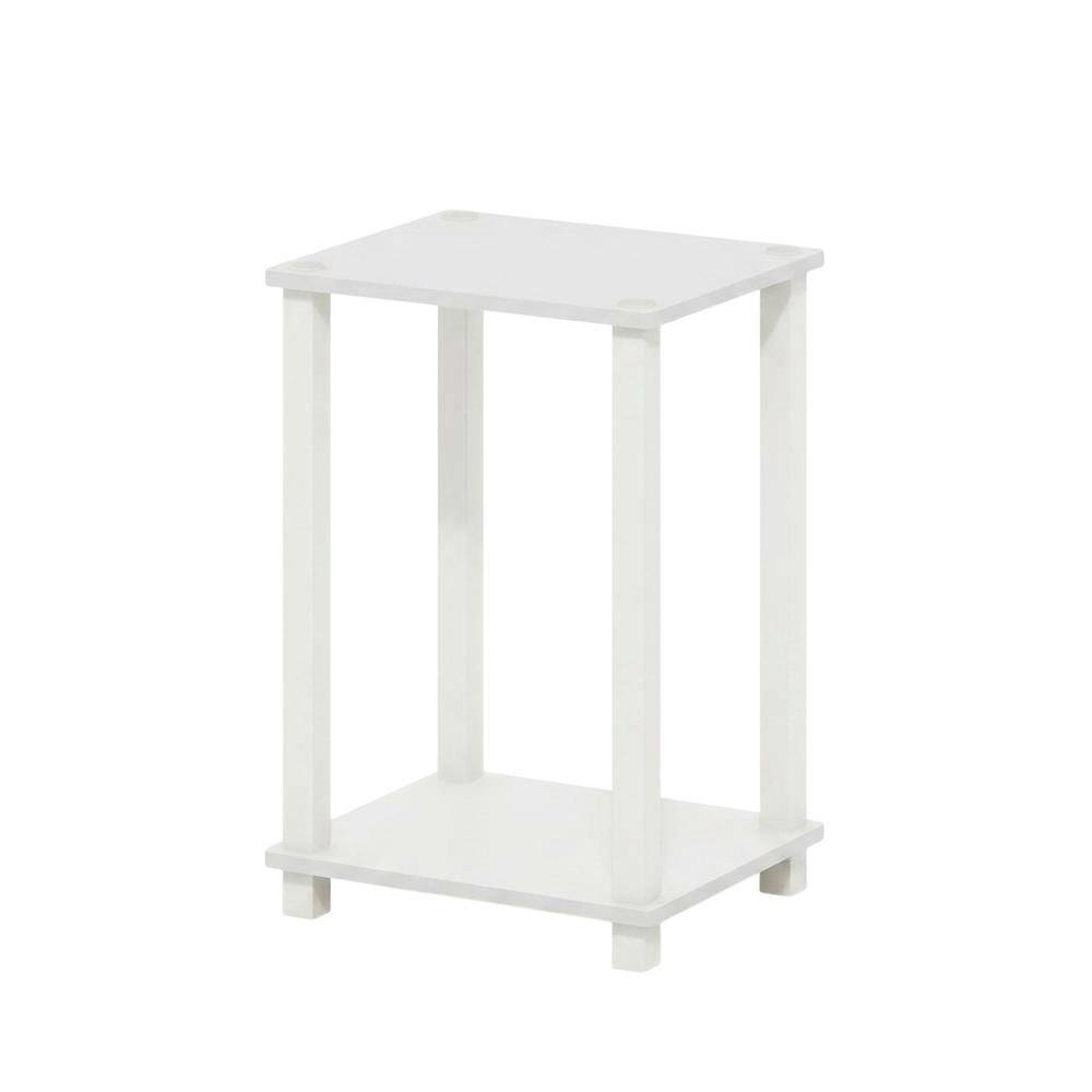 Alt View 3. FurniFact - Small White End Table with Contemporary Design and Solid Construction - White/White.