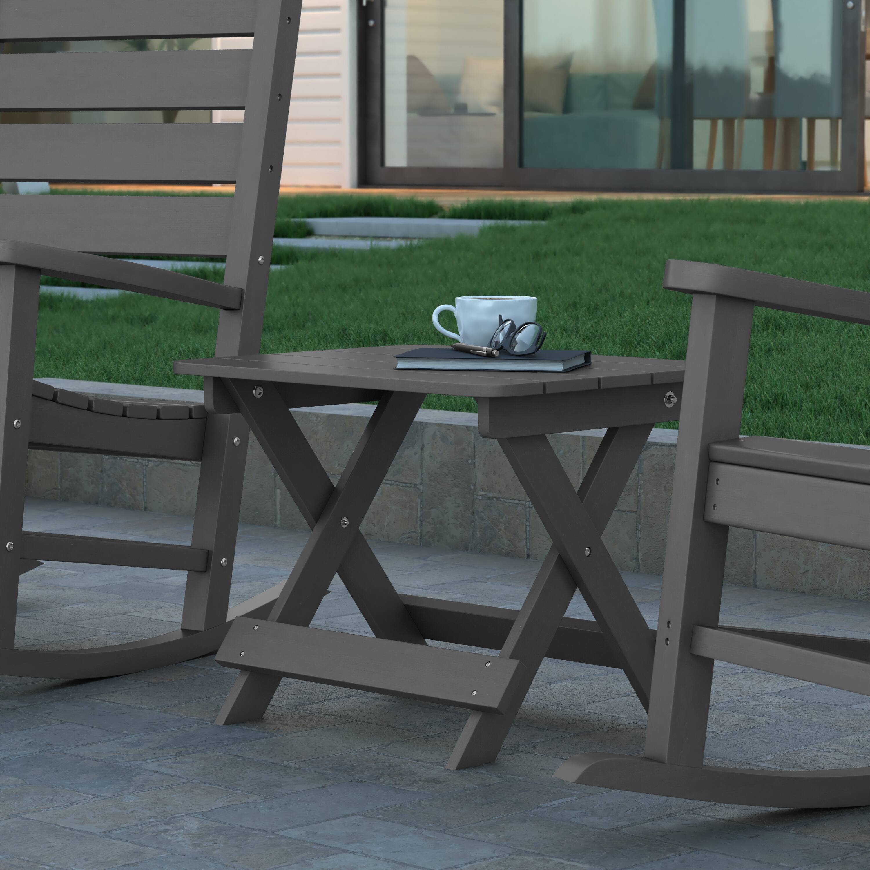 Alt View 1. Emma + Oliver - Haley Portable Folding HDPE Adirondack Side Table for Indoor/Outdoor Use - Gray.