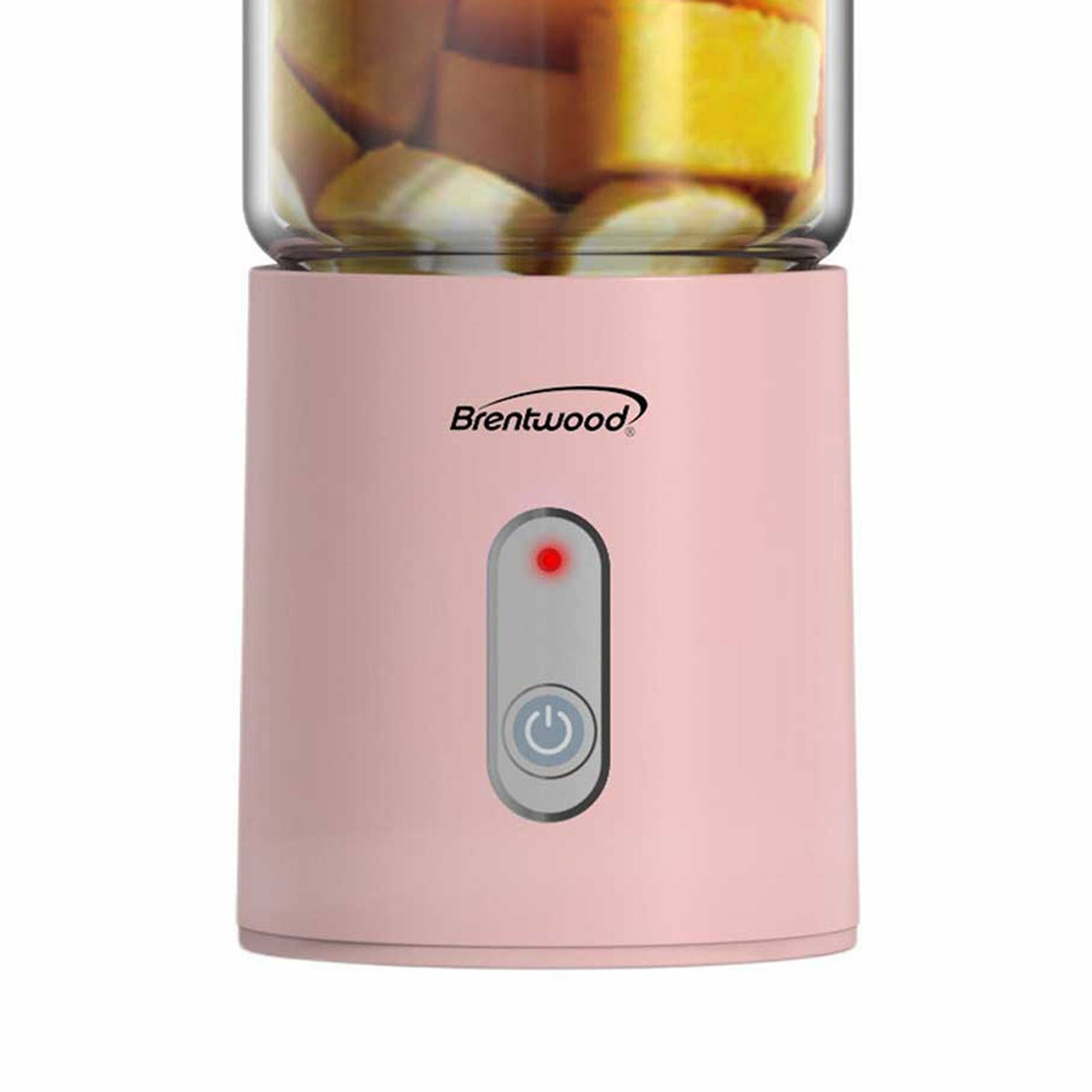 Angle. Brentwood - Brentwood 17 Ounce Portable Battery Operated USB Glass Blender in Pink - Pink.