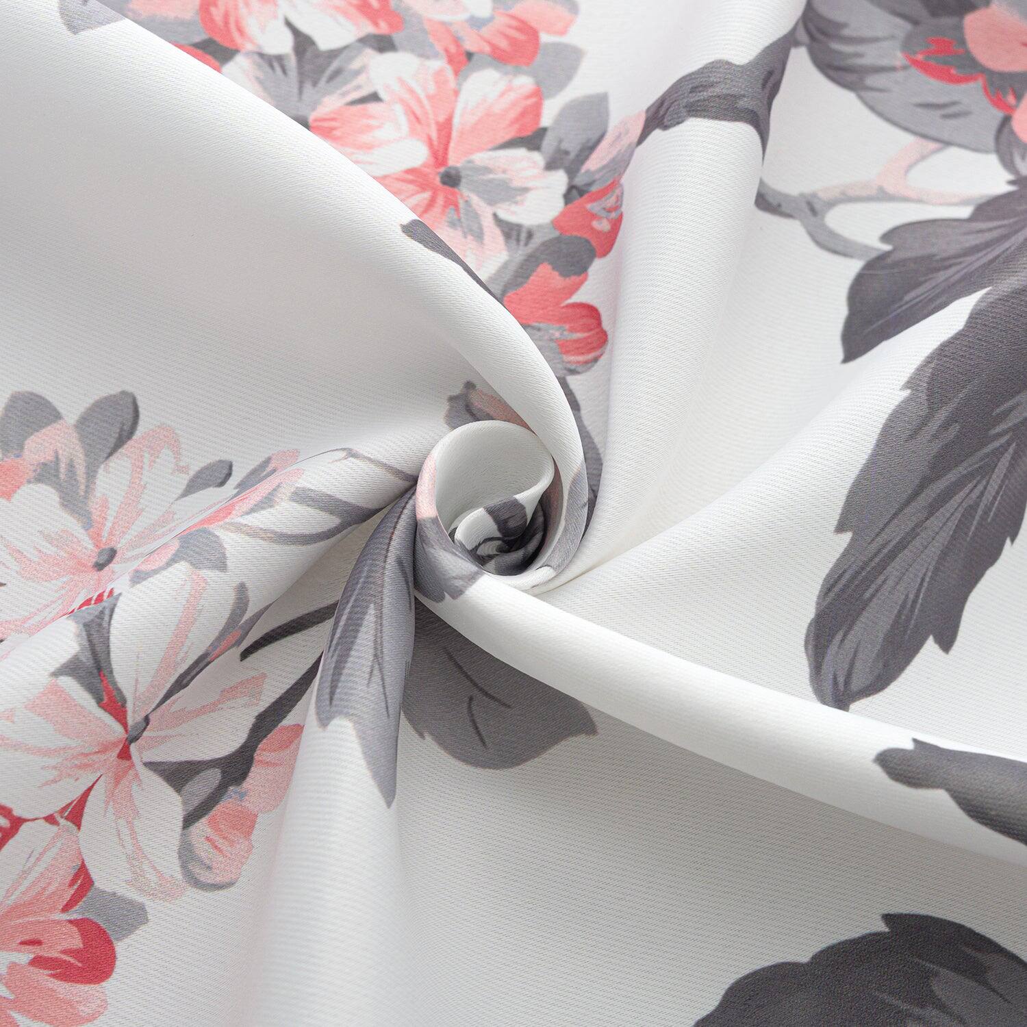 Left. Olivia Gray - Olivia Gray 100% Polyester 200 GSM Hydrangea Printed Blackout Grommet Curtain Panel 54" x 84" Rose - Rose.