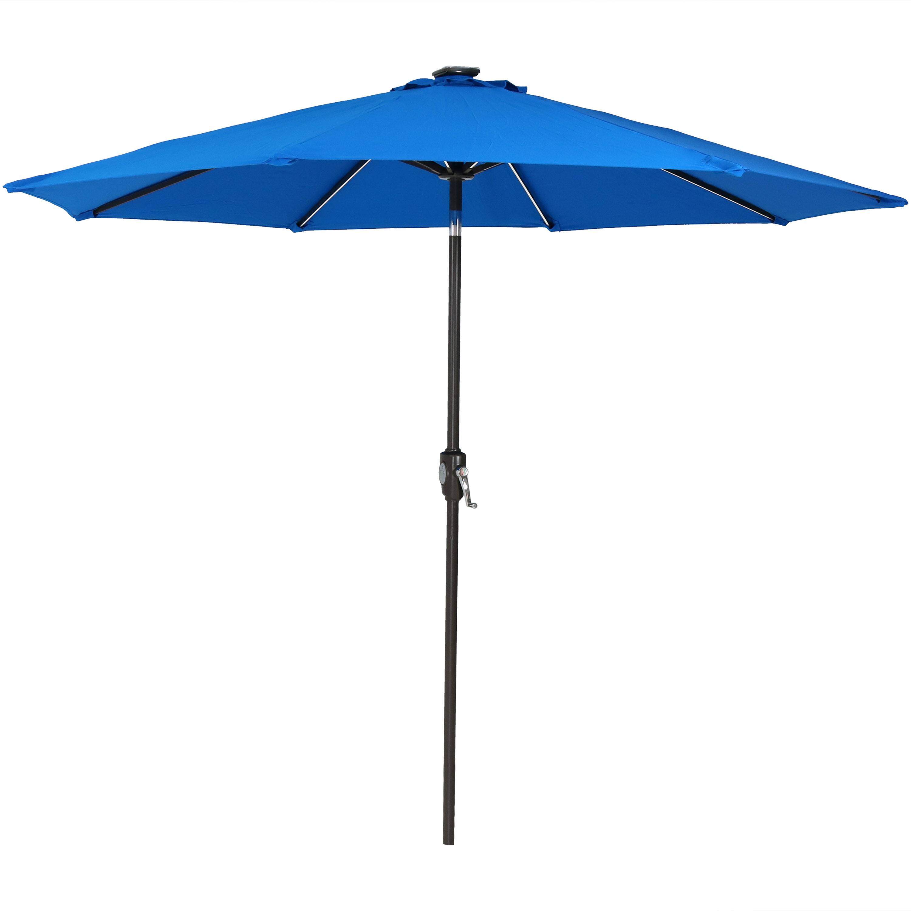 Alt View 10. Sunnydaze - 9 ft Solar Sunbrella Patio Umbrella with Tilt - Pacific Blue.