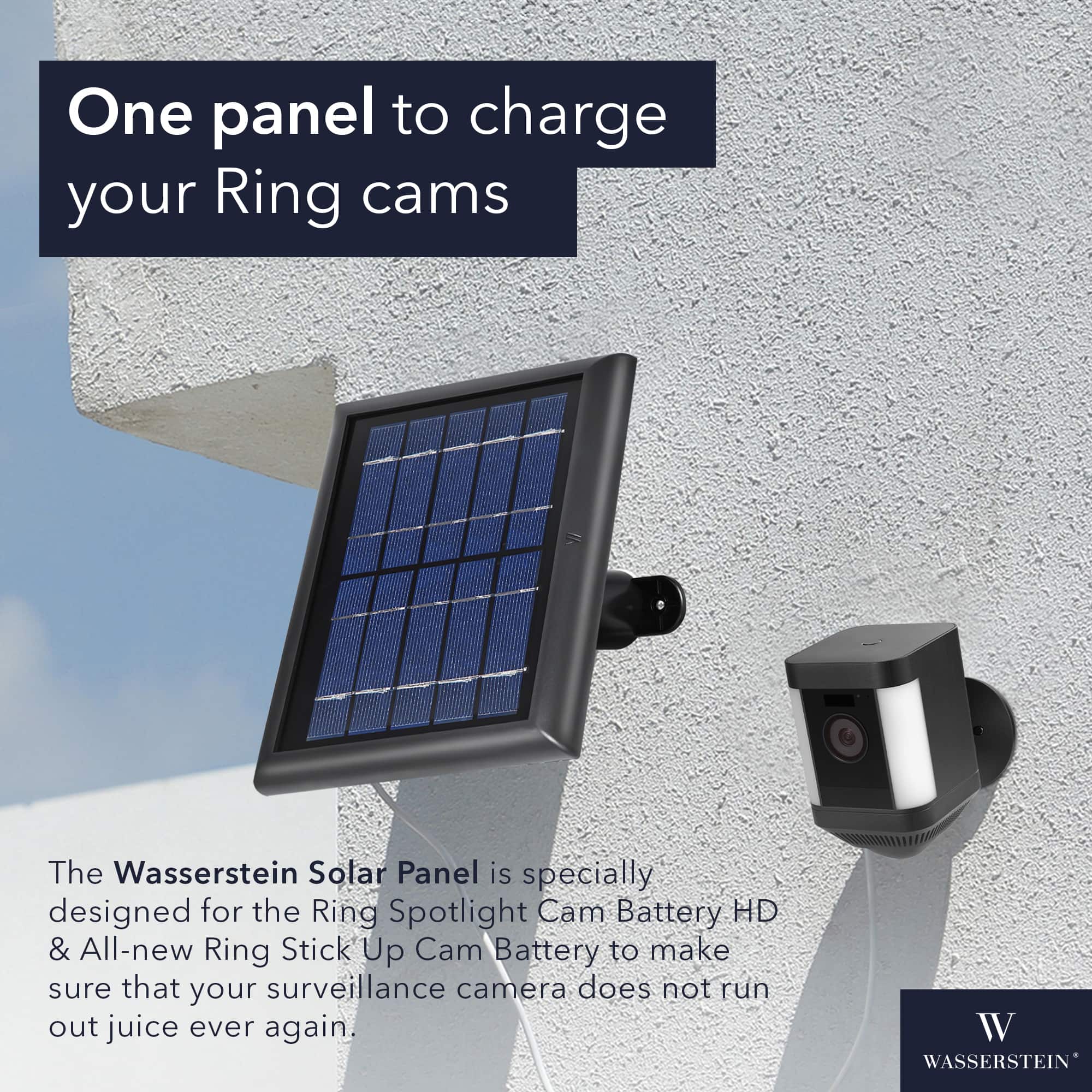 Wasserstein Solar Panel for Ring Spotlight Camera Battery