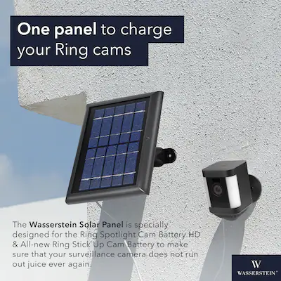 Wasserstein Solar Panel for Ring Spotlight Camera Battery and Ring