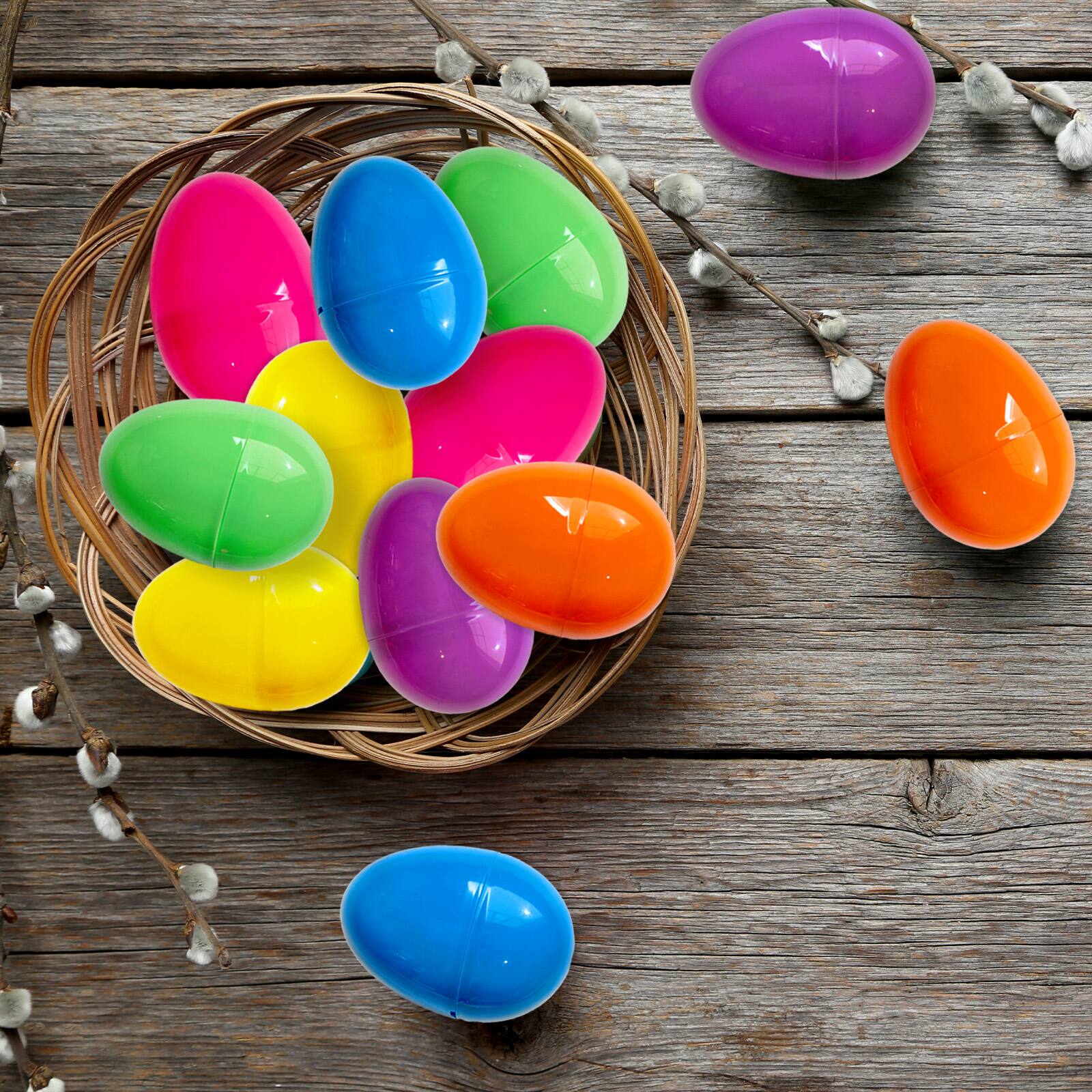 Alt View 2. Hansmart - HANSMART 50/100/200/500PCS Fillable Easter Eggs Colorful Creative Easter Gift Box Children's Toys Party Decoration - Multiple colors.