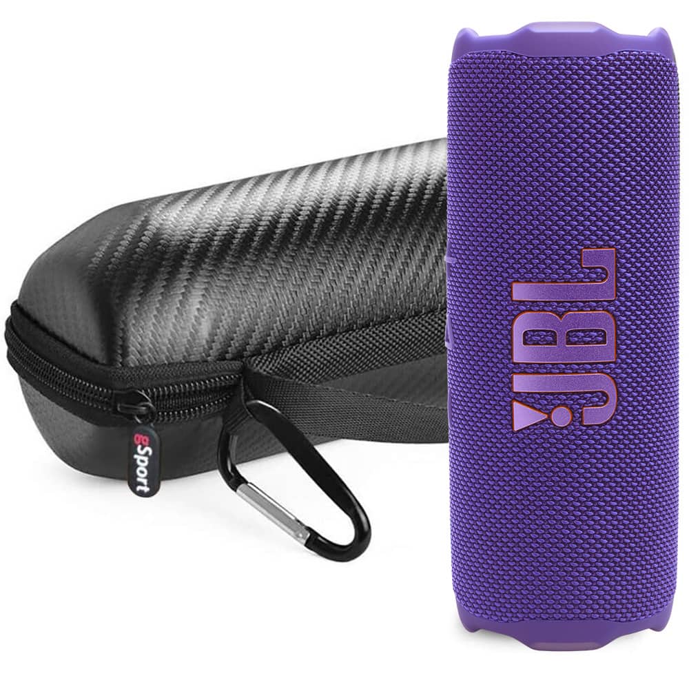 JBL - FLIP 7 Waterproof Portable Speaker Bundle with gSport Carbon Fiber Case - Purple