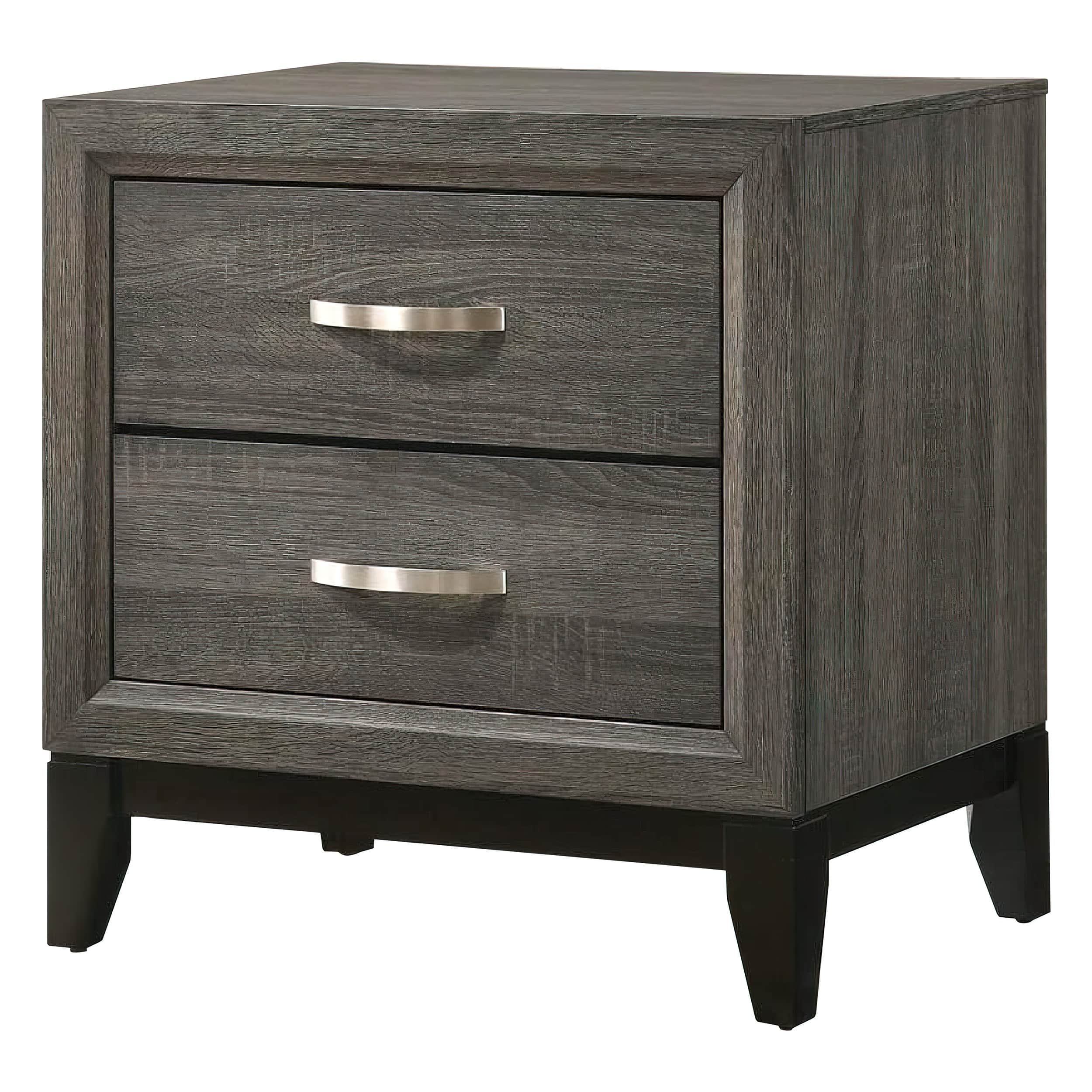 Manhattan Lane - Mazie 25 Inch Modern 2 Drawer Nightstand, Metal Handle, Foil Finish - Gray