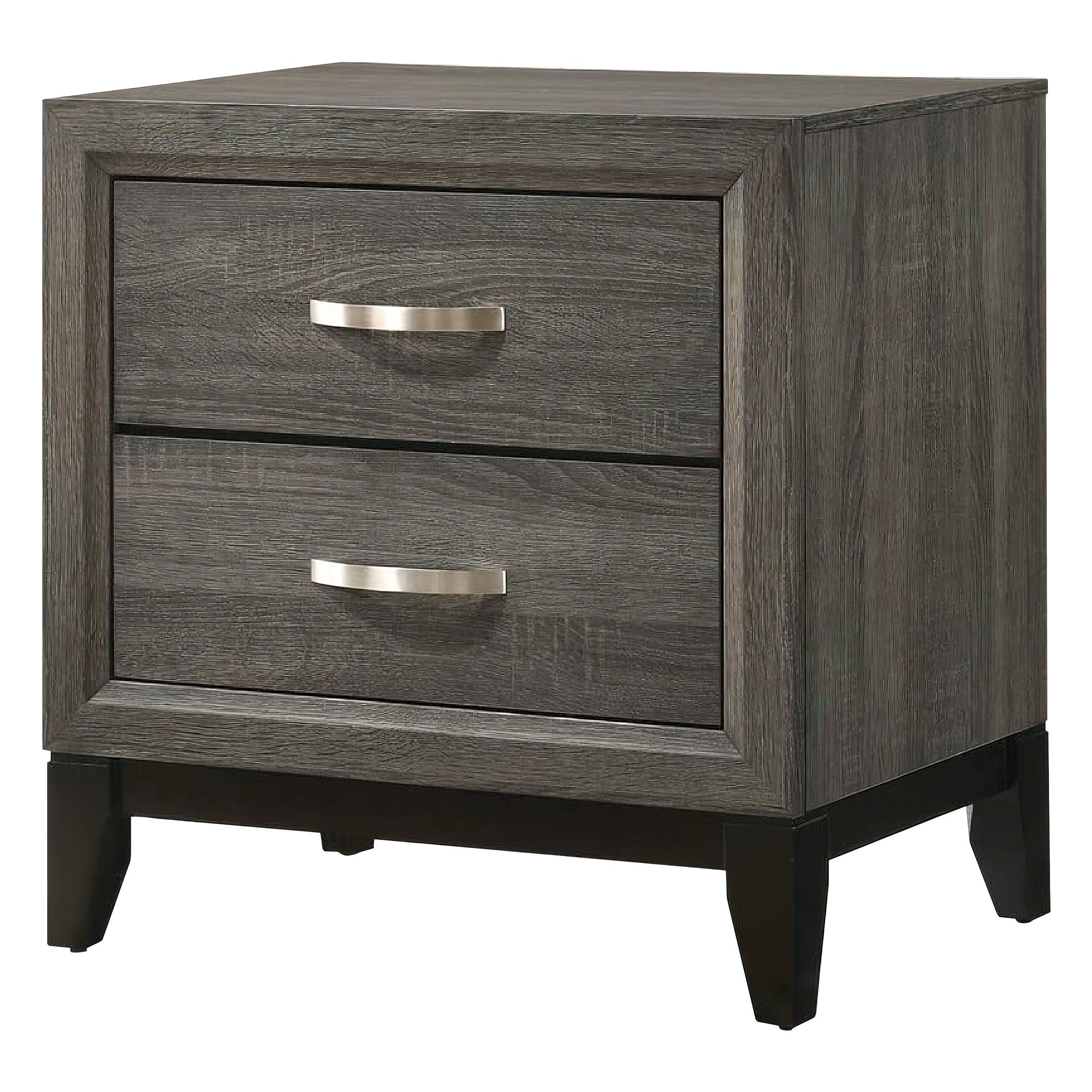 Front. Manhattan Lane - Mazie 25 Inch Modern 2 Drawer Nightstand, Metal Handle,  Foil Finish - Gray.