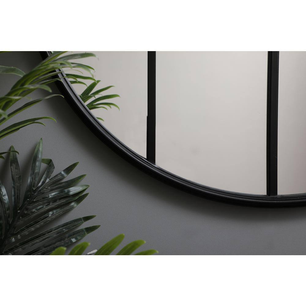 Back. Elegant Decor - Metal windowpane mirror 32 inch x 32 inch in Black - Black.