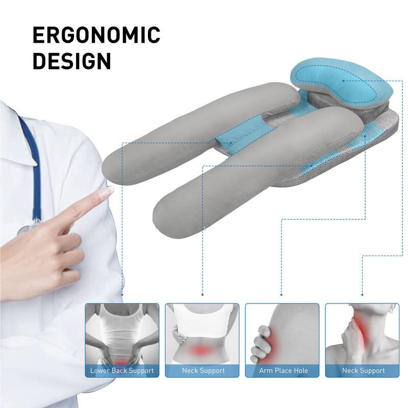 ERGONOMIC DESIGN

- Lower Back Support
- Neck Support
- Arm Place Hole
- Neck Support