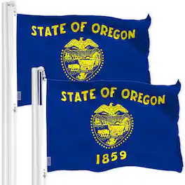 G128 - Oregon State Flag 3 ft x 5 ft, 2-Pack Double-Sided 150D Polyester with Brass Grommets, Indoor/Outdoor - Blue