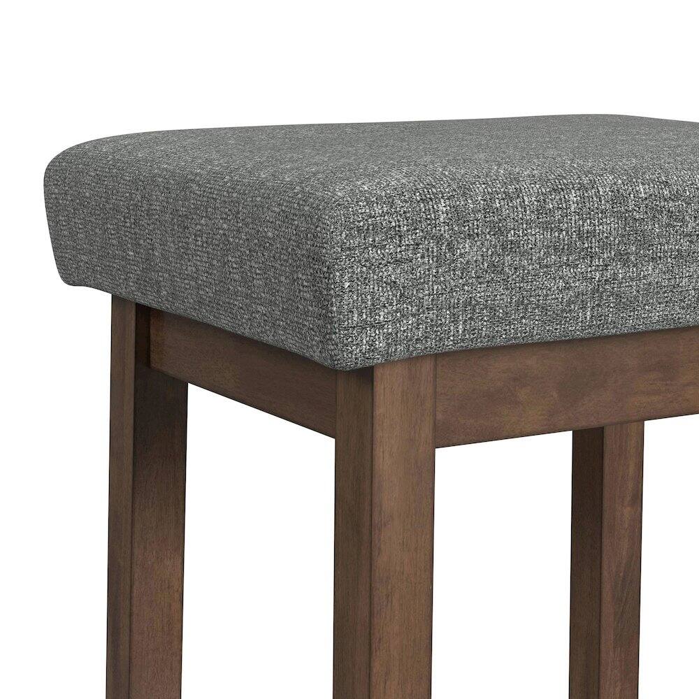 Back. Picket House Furnishings - Veronica Kitchen Island & 2 Counter Stools with Dark Grey Fabric in Walnut - Walnut.