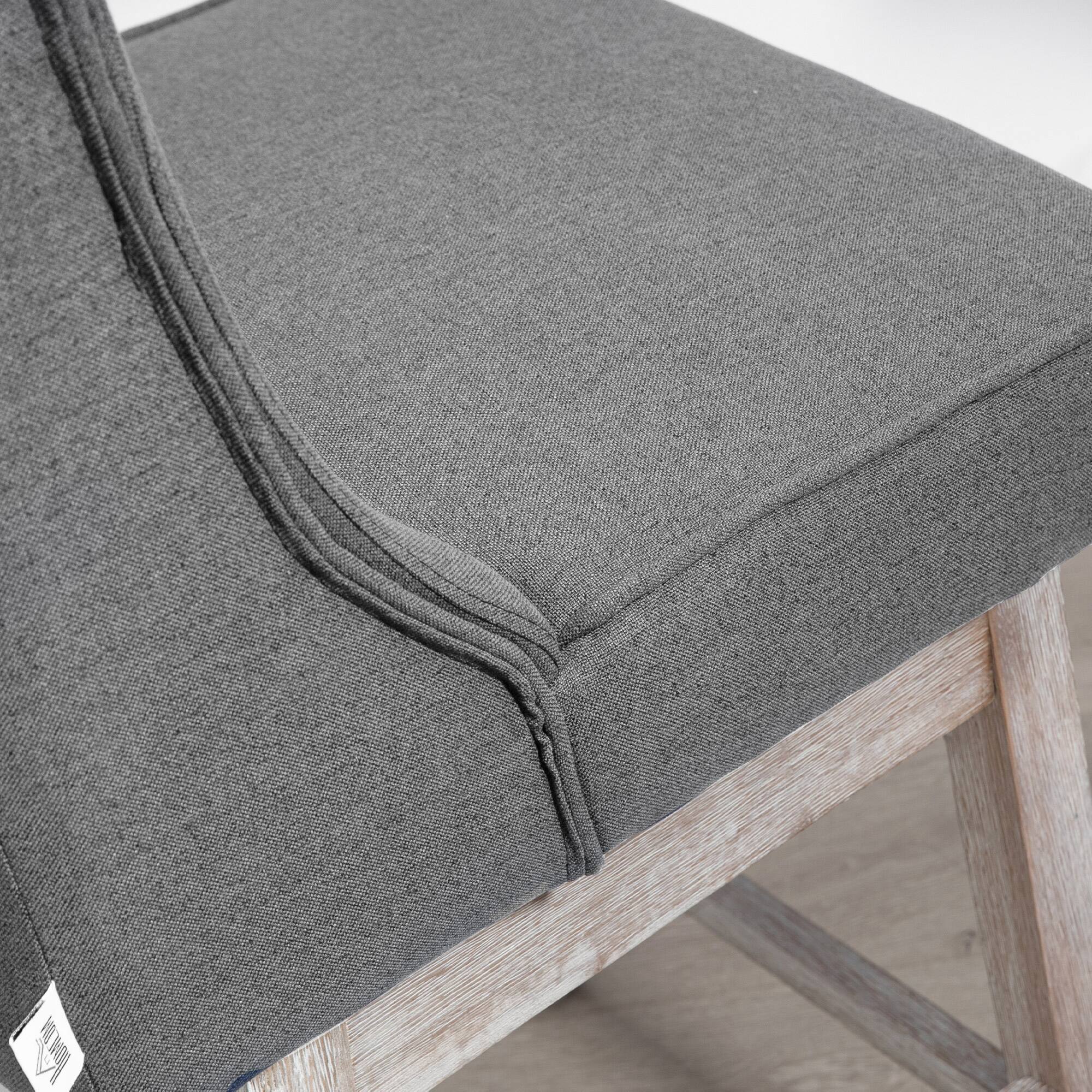 Alt View 7. Homcom - Bar Height Bar Stools Set of 2 (27"H Seat), 180° Swivel Stools with Solid Wood Footrests & Button Tufted Design - gray.