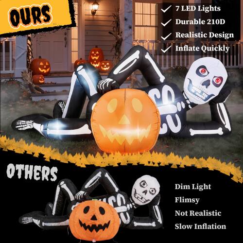OURS
- 7 LED Lights
- Durable 210D
- Realistic Design
- Inflate Quickly

OTHERS
- Dim Light
- Flimsy
- Not Realistic
- Slow Inflation