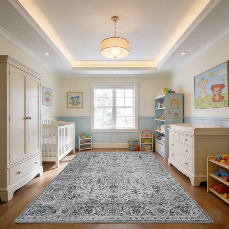 Alt View 1. RYHNUYNE - 8x10 Area Rugs Living Room Rug Washable Vintage Boho Rug No Slip Stain Resistant Soft Carpet Indoor Floor Floral Carpets - Painting.