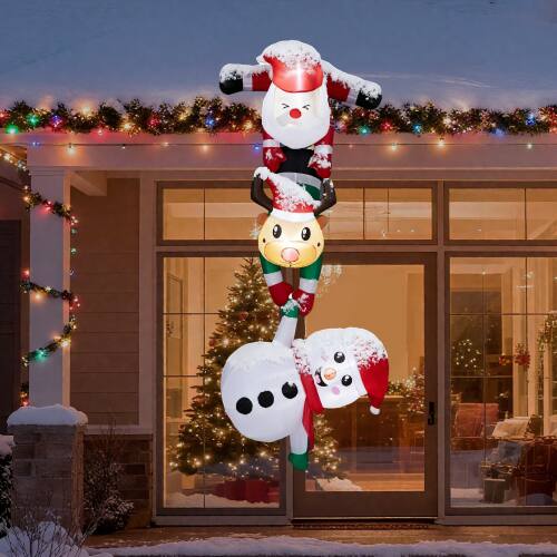 Front. Winado - 7.5FT Christmas Inflatable Hanging Santa Reindeer Snowman with Built-in LED Lights for Holiday Party Garden Decoration - Multicolor.
