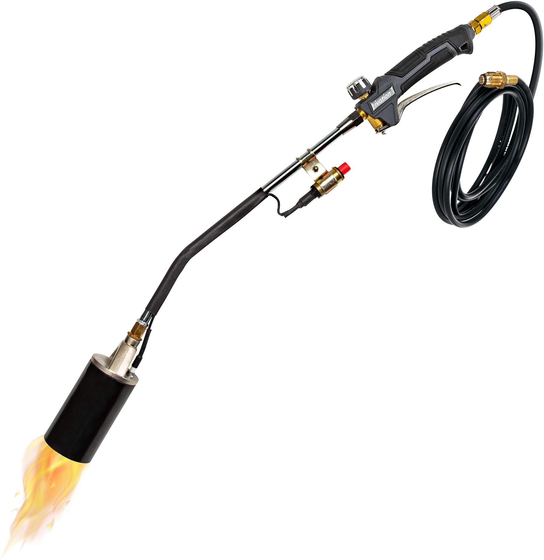 Front. Ivation - 340,000 BTU Propane Torch – Heavy-Duty Weed Burner w/ Ignitor, 12' Hose, Adjustable Flame Control - Grey.