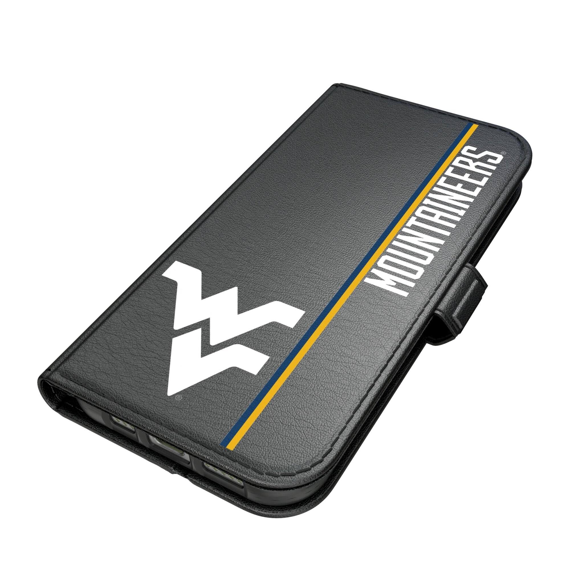 Alt View 1. Keyscaper - West Virginia Mountaineers iPhone Folio 2.0 Case - 17 Pro - Black.