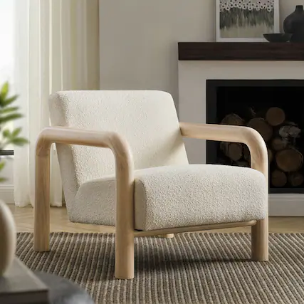 Front. Modway - Sereno Boucle Accent Chair by Modway - Cream Oak.