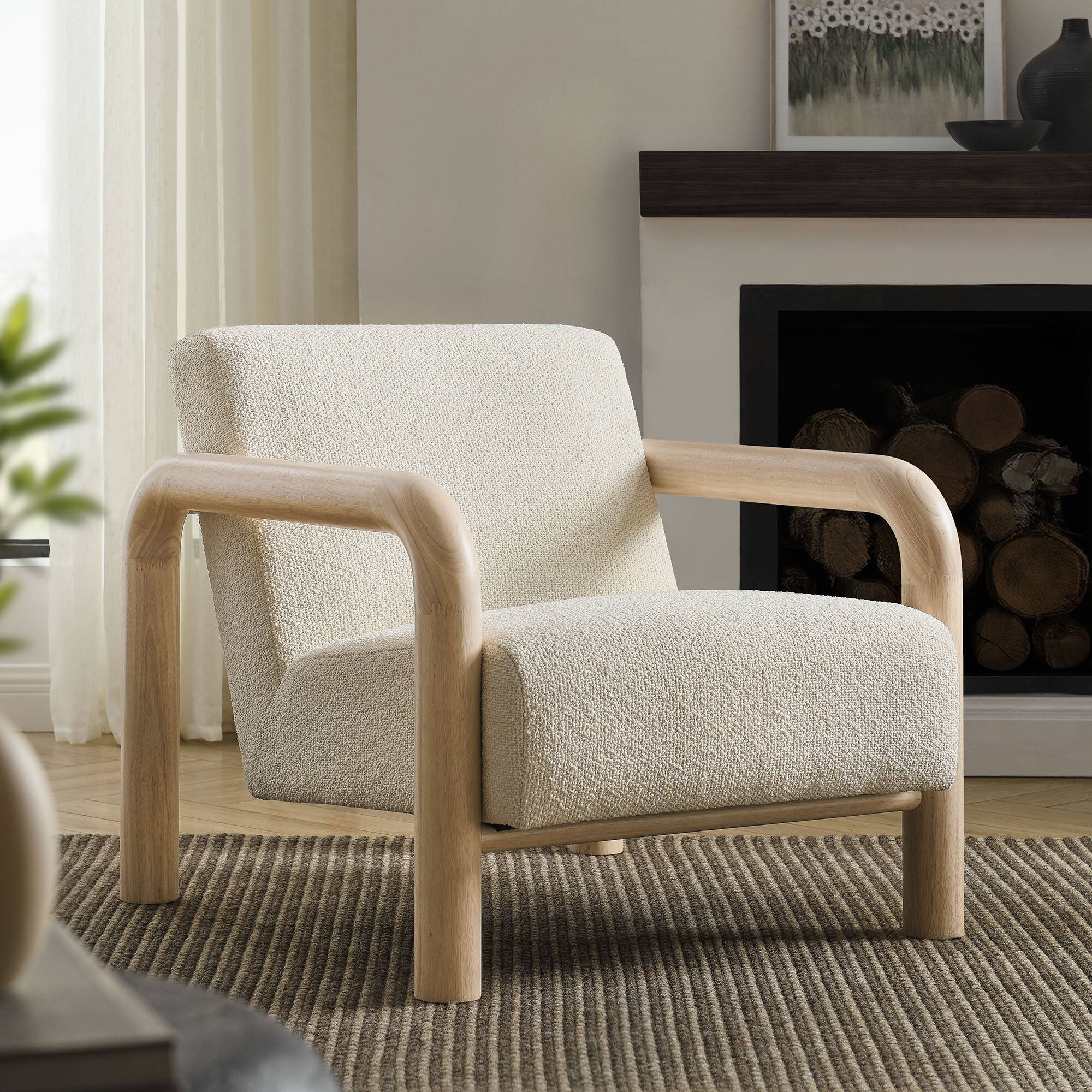 Front. Modway - Sereno Boucle Accent Chair by Modway - Cream Oak.