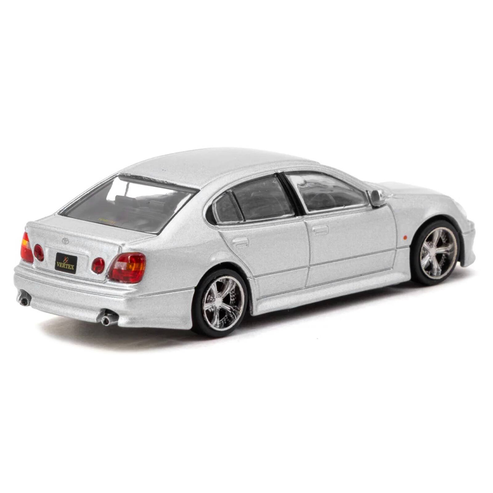 Alt View 2. Tarmac Works - Toyota Vertex Aristo JZS161 RHD (Right Hand Drive) Silver Metallic "Global64" 1/64 Diecast Model Car by Tarmac Works.