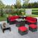 Alt View 1. Costway - 9 PCS Patio Furniture Set with 32" Fire Pit Table 50,000 BTU Square Propane Fire Pit - Red.