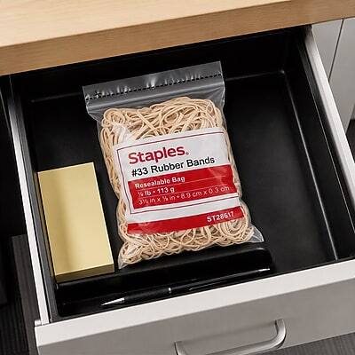 Staples, Rubber Bands #33 Resealable Bag, 1 lb - 113 g, 3 in x 3/4 in x 1/2 in (8.9 cm x 3.2 cm x 1.3 cm), ST28617
