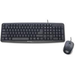Verbatim - Slimline Corded USB Keyboard and Mouse-Black - USB 2.0 Cable - Black - USB 2.0 Cable - Optical - Scroll Wheel - Unknown