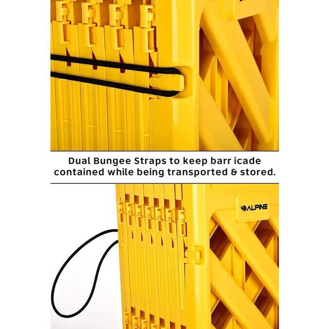 Dual Bungee Straps to keep barr icade contained while being transported & stored. ALPINE