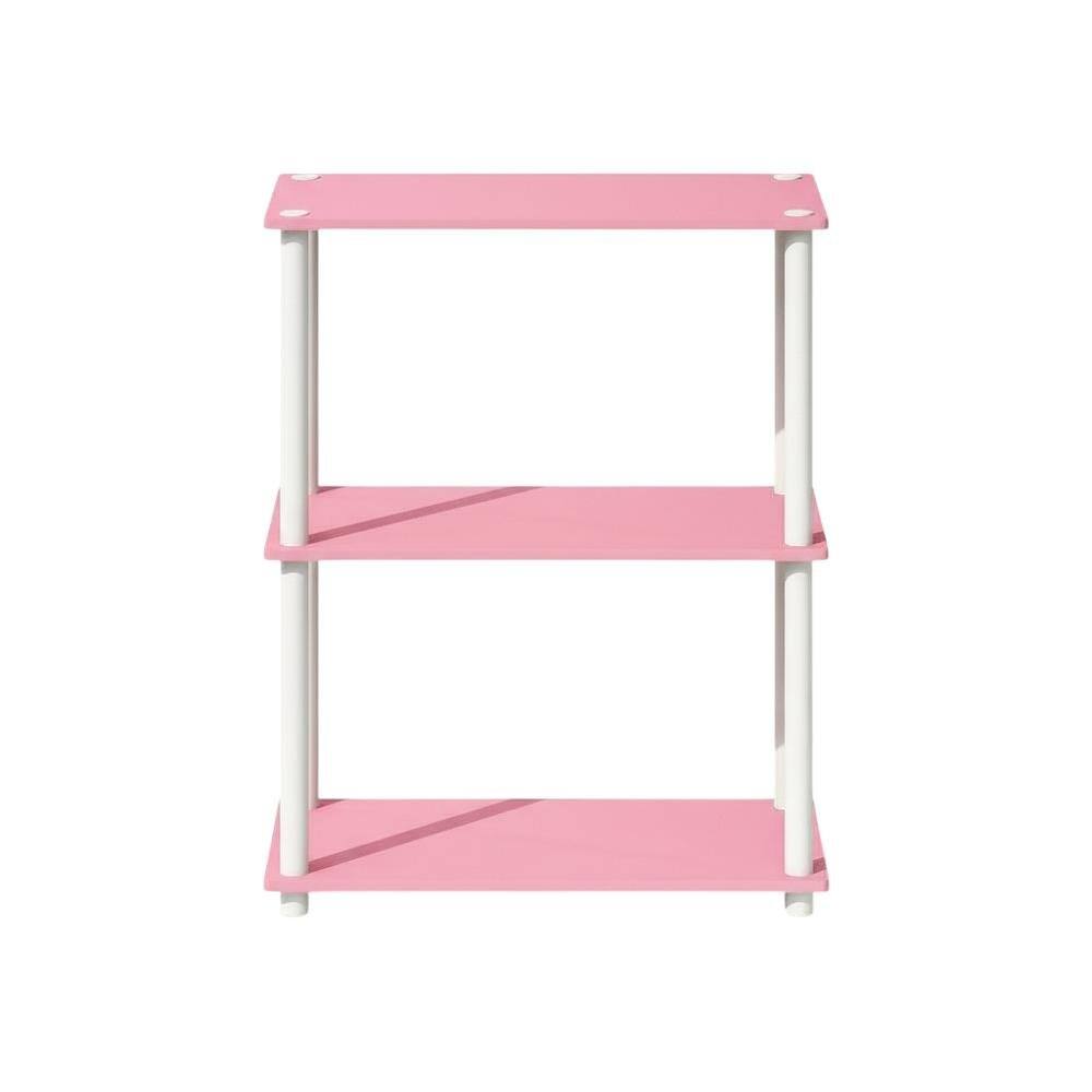Back. FurniFact - Wooden bookcase with open storage shelves for modern home decor - Pink/White.