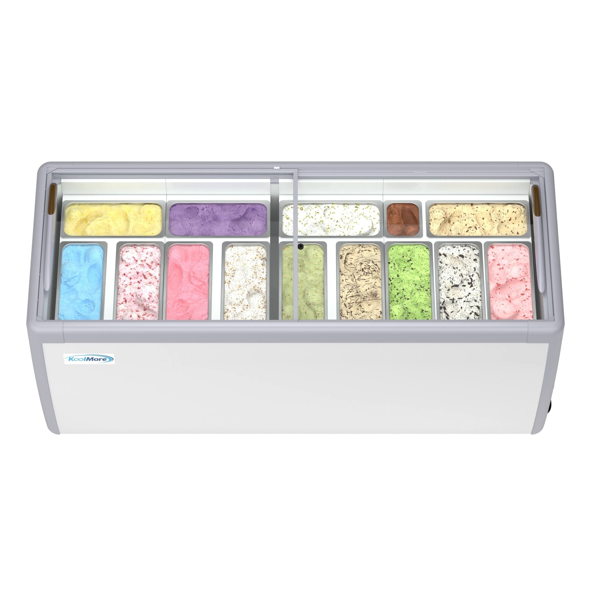 Front. Koolmore - 70 in. Gelato Dipping Cabinet Display Freezer with Sliding Glass Door, 13 Pans, 20 Cu. Ft. KM-GDC-71SD - White.
