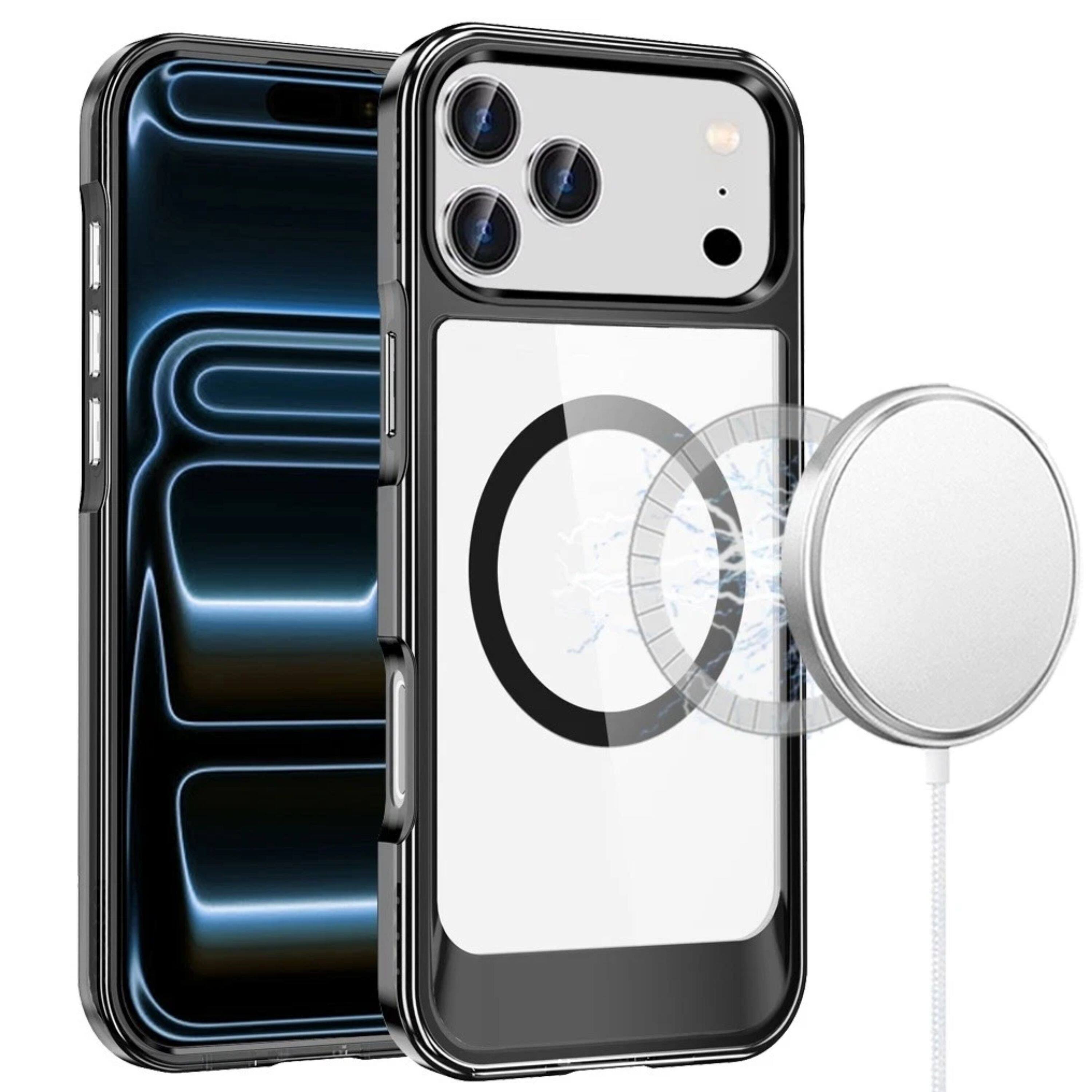Front. Kitcheniva - Crystal Clear Magnetic Ring Case With Tempered Glass For iPhone 17 Pro Max - Clear.