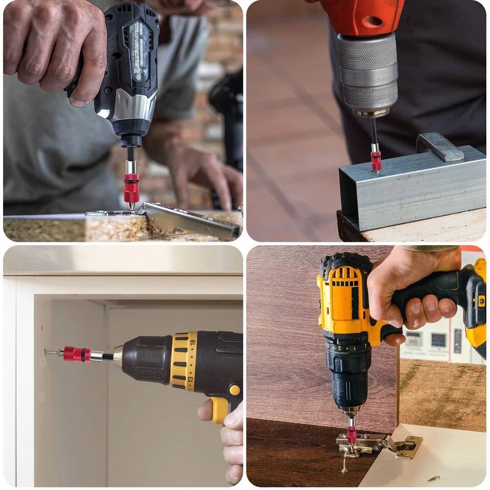 Alt View 4. Home Collection - Drill Bit Extension Set Magnetic 1 4 Inch Hex, 4 Piece - Red and Black.