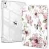 Front. DTTO - Case for iPad (A16)/10th Gen (2025/2022), clear hard back, soft TPU frame, slim trifold stand, auto wake/sleep - Mauve Flowers.