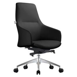 LeisureMod - Celeste High-Back Office Chair - Modern Leather Upholstery, Adjustable Height, Swivel & Tilt Armrest Desk Chair - Black