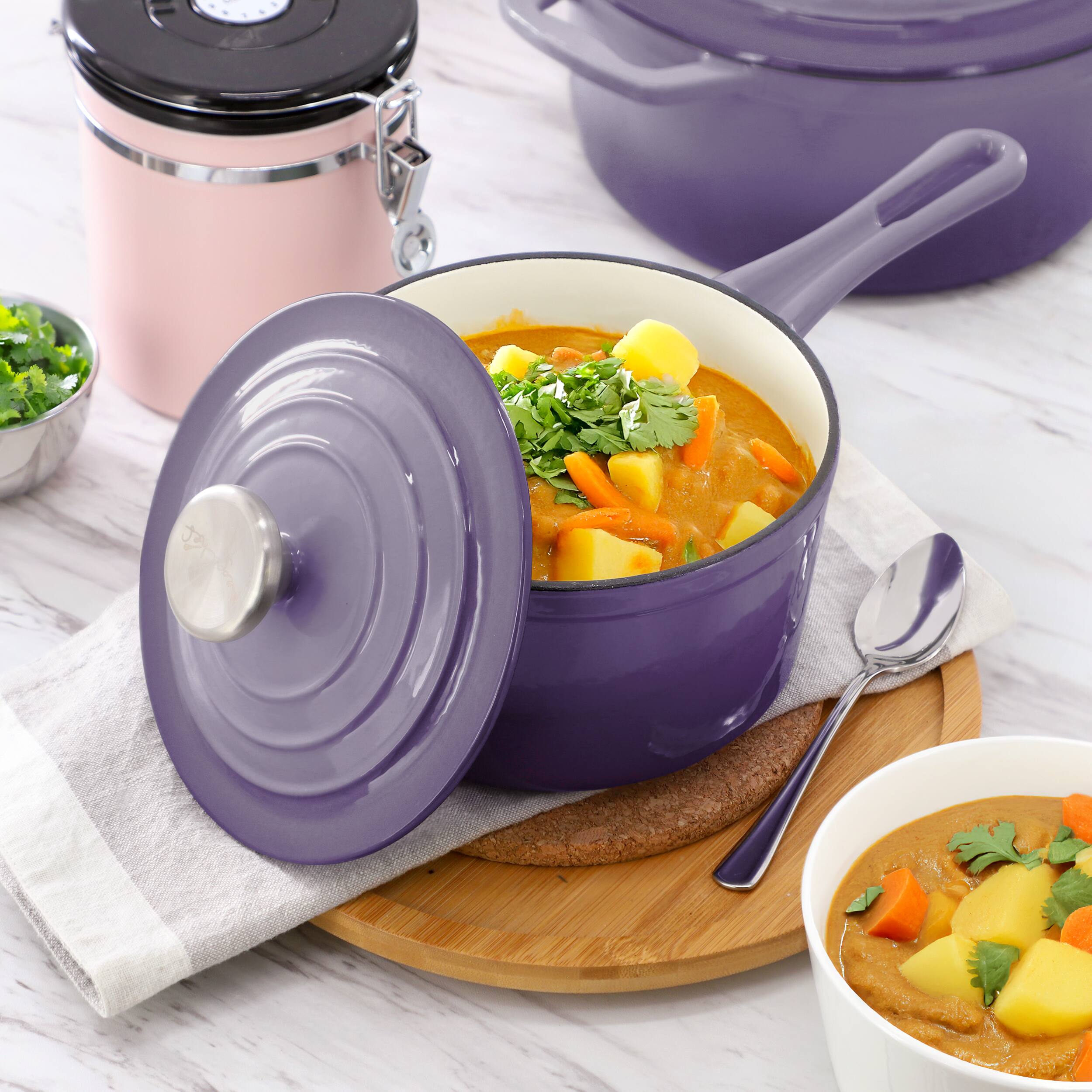 Alt View 5. Mega Chef - MegaChef 7 Piece Enameled Cast Iron Cookware Set in Purple - Purple.