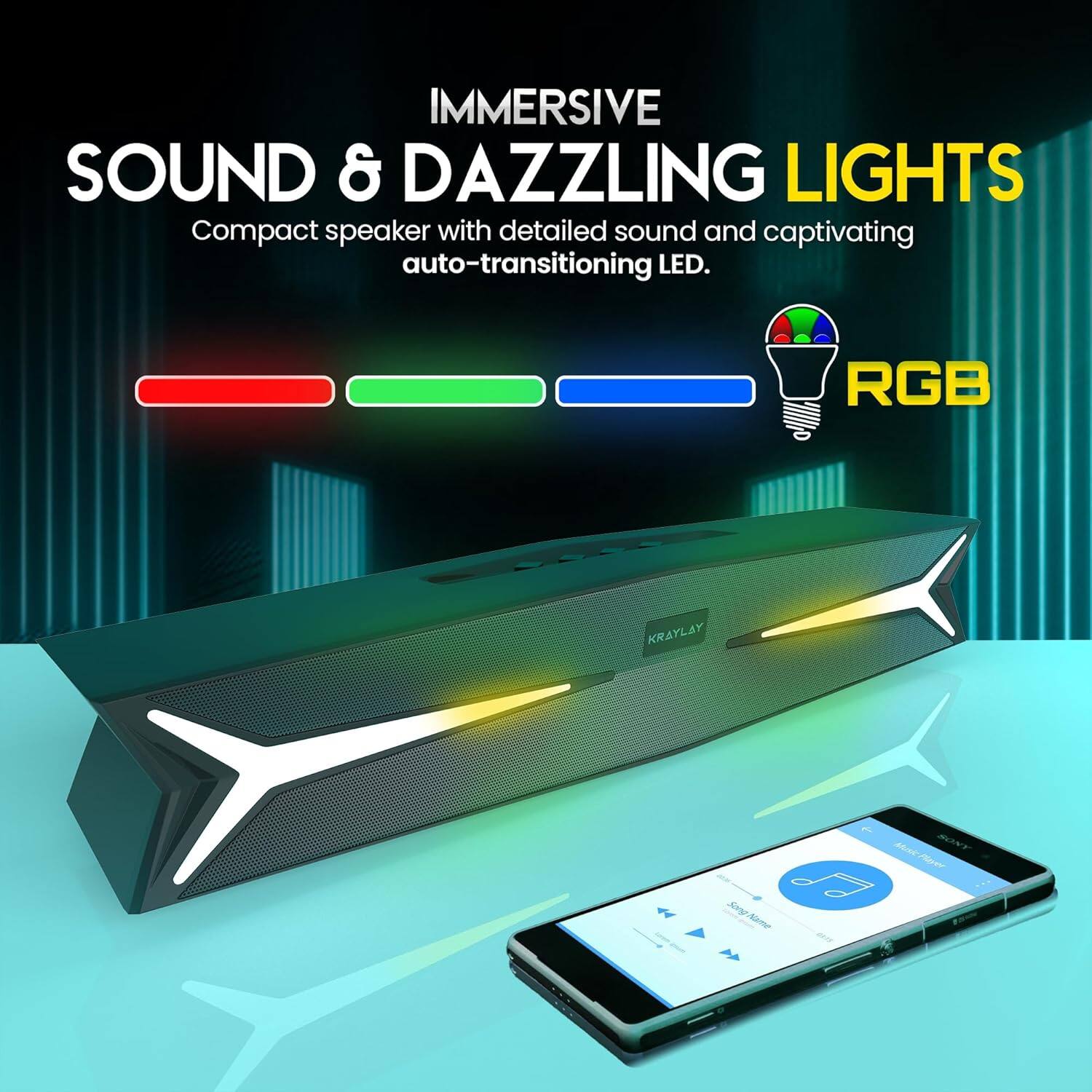 IMMERSIVE SOUND & DAZZLING LIGHTS

Compact speaker with detailed sound and captivating auto-transitioning LED.

RGB