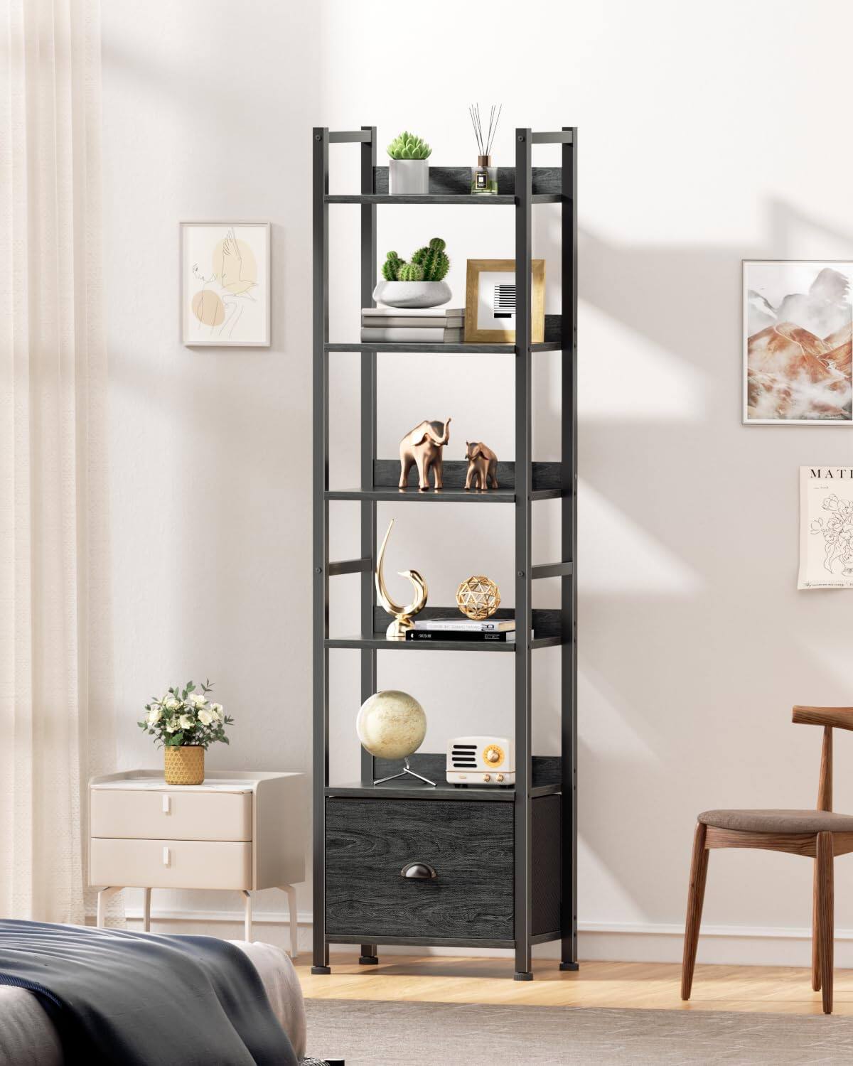 Furnulem - 6Layers for Book Storage Bookshelf - Black