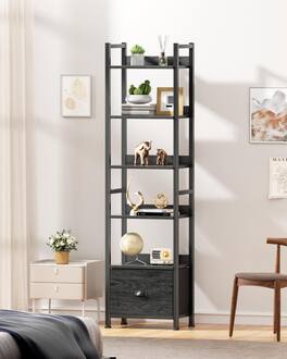 Furnulem - 6Layers for Book Storage Bookshelf - Black
