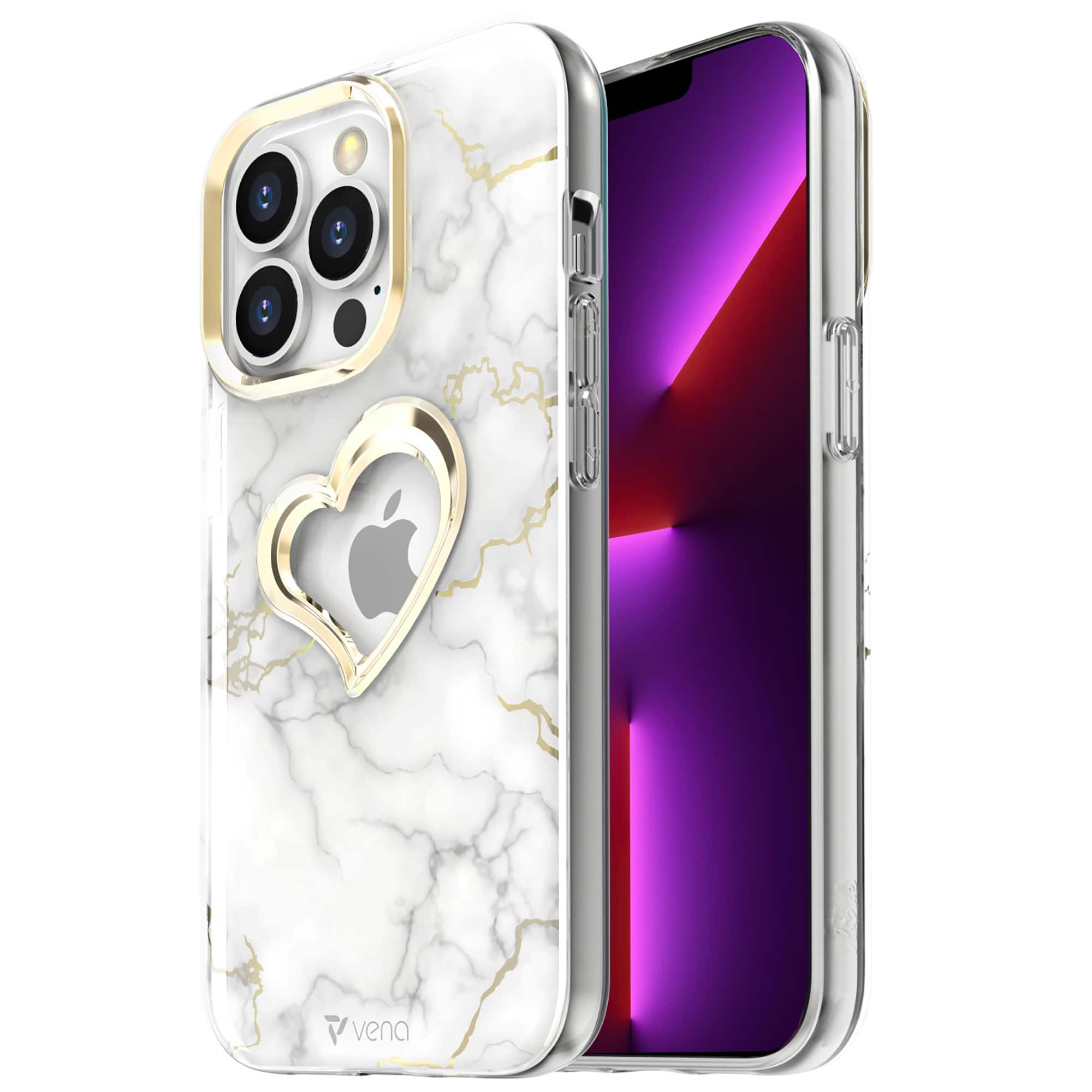 Front. Vena - vLove MagSafe Compatible Protective Case for Apple iPhone 13 Pro - White.