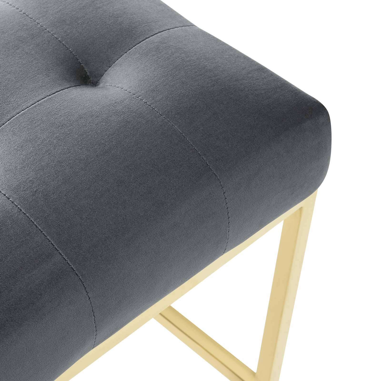 Alt View 3. Modway - Privy Gold Stainless Steel Performance Velvet Bar Stool by Modway - Gold Charcoal.