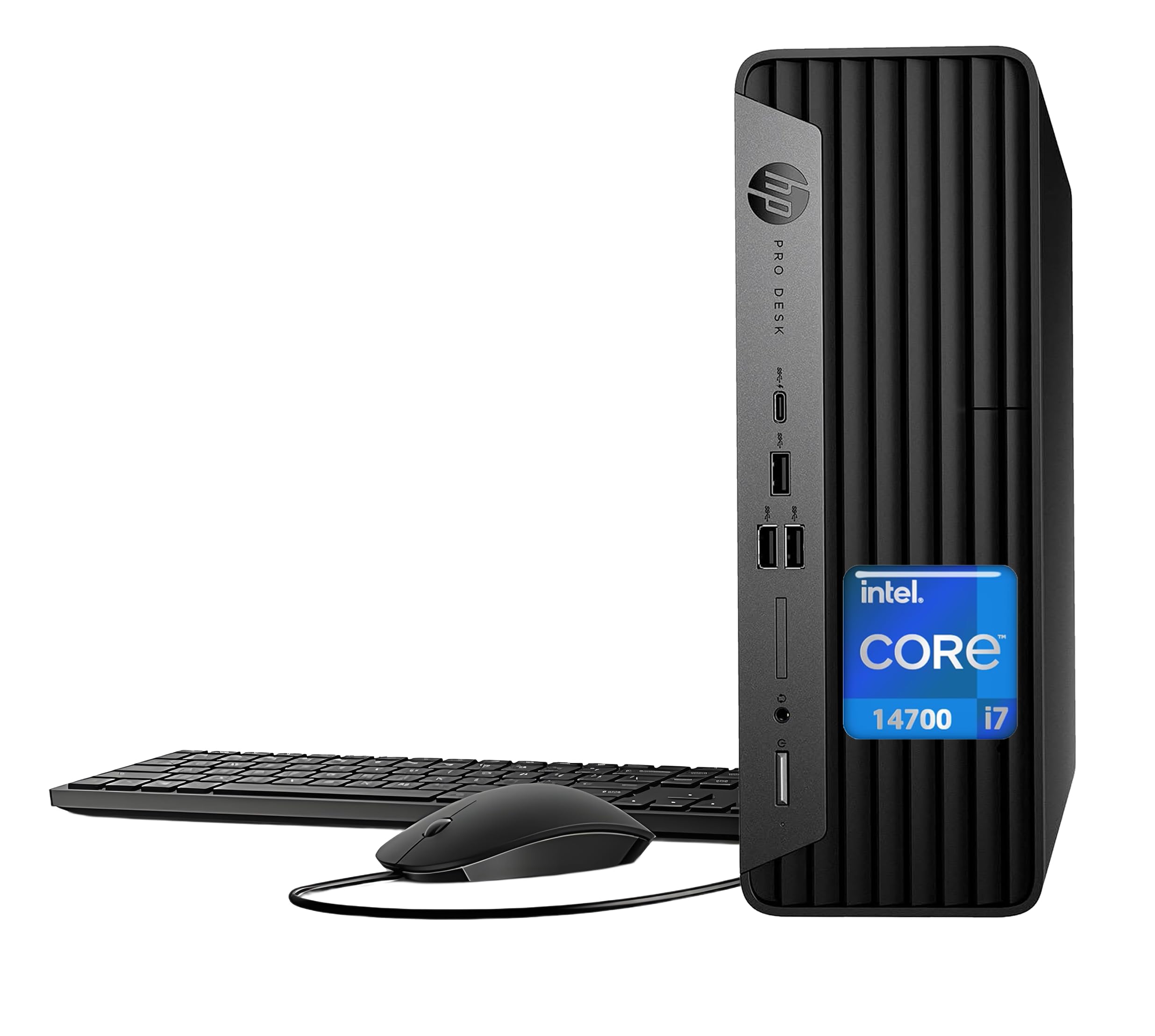 HP - Elite Desk 400 G9 SFF Desktop, Intel i7-14700 20-Core, 64GB DDR5, 2TB PCIe SSD, Wi-Fi, HDMI, Win 11 Pro - Black