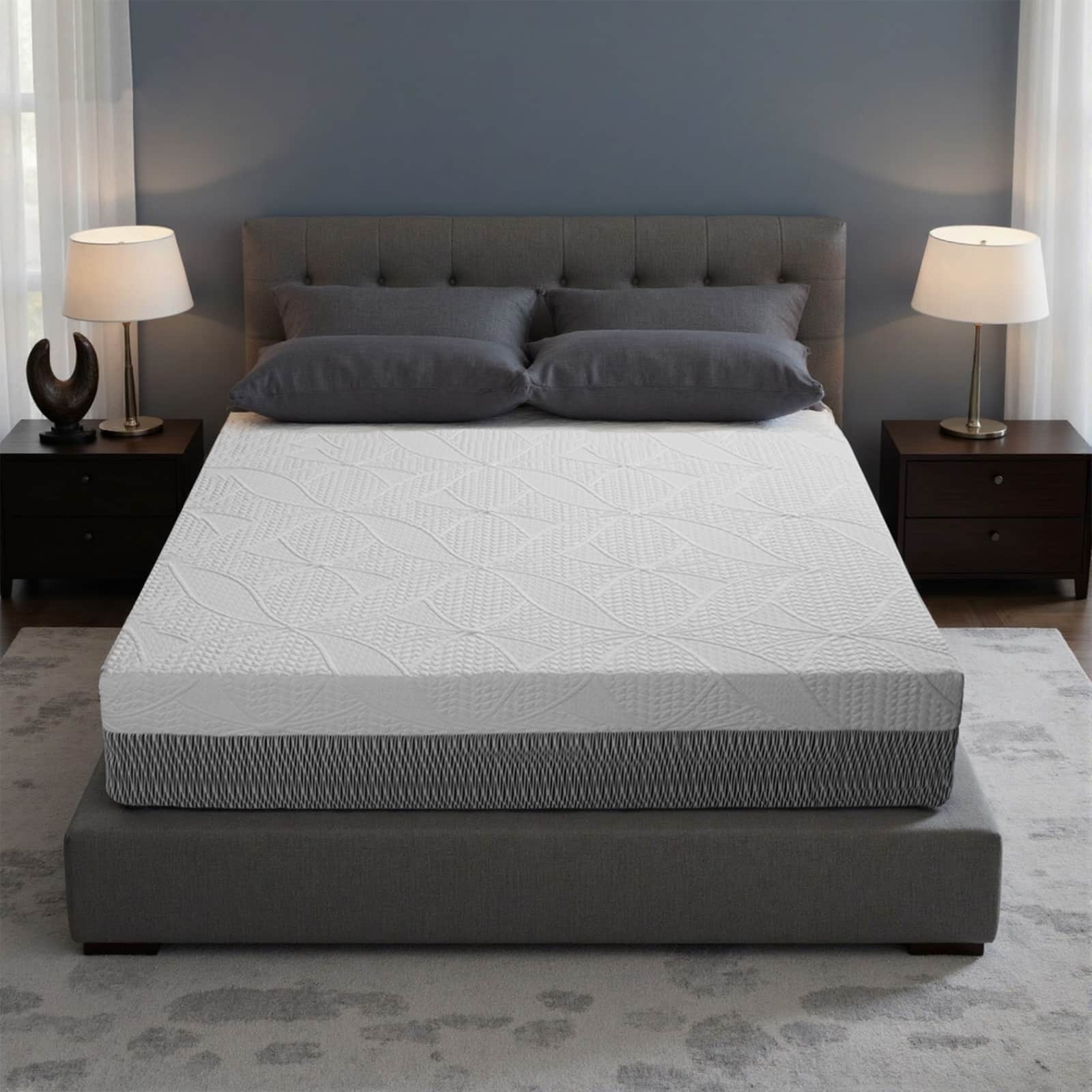 Anysun - 14" Queen Mattress - Plush Thick Design, Breathable & Sterilizing, High Rebound Support, Eco-Friendly Material - White