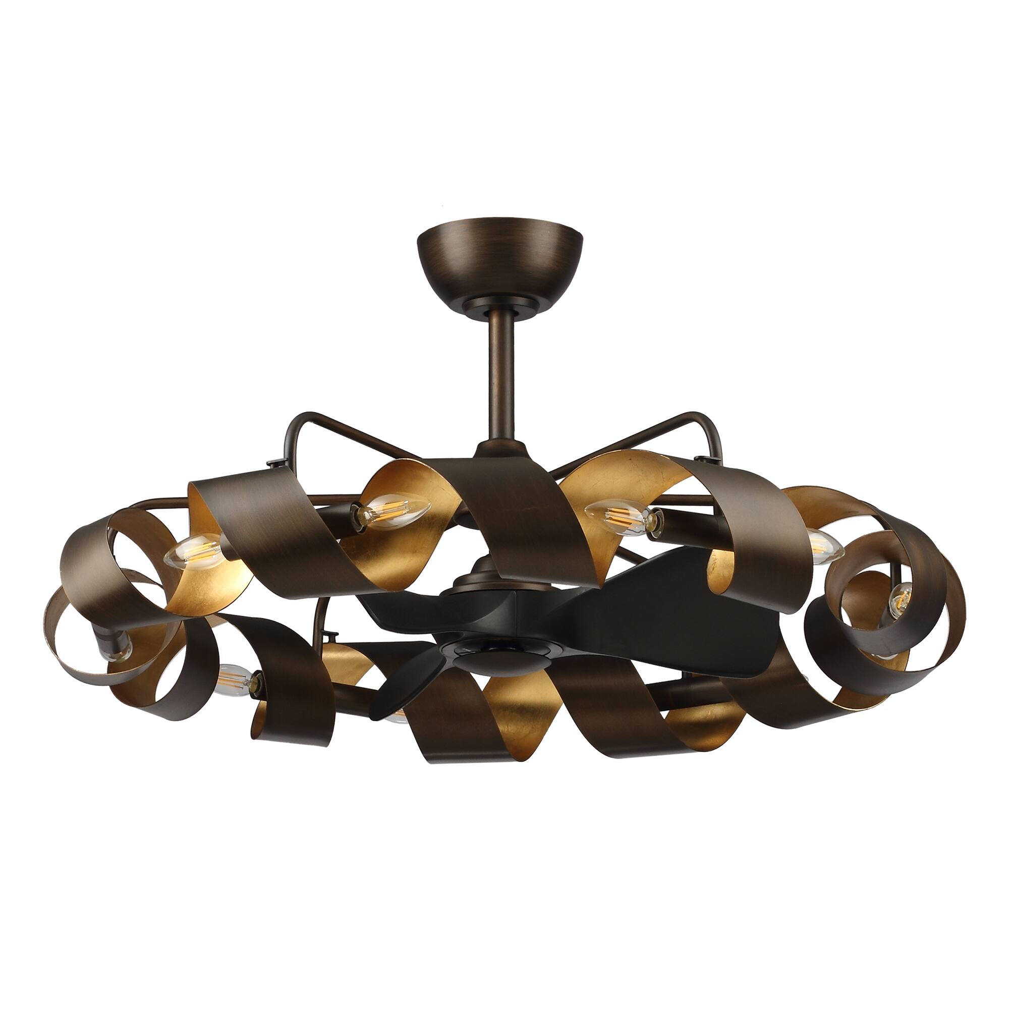 Alt View 2. Parrot Uncle - 37-Inch  Vintage Ribbon Fandelier Ceiling Fan with Remote - MULTI/OTHER CLRS.