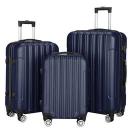 Winado - 20"/24"/28" 3 Piece Trolley Carry On ABS Luggage Lightweight Hardside Suitcase Set Spinner Wheels & TSA Lock for Travel - Dark Blue