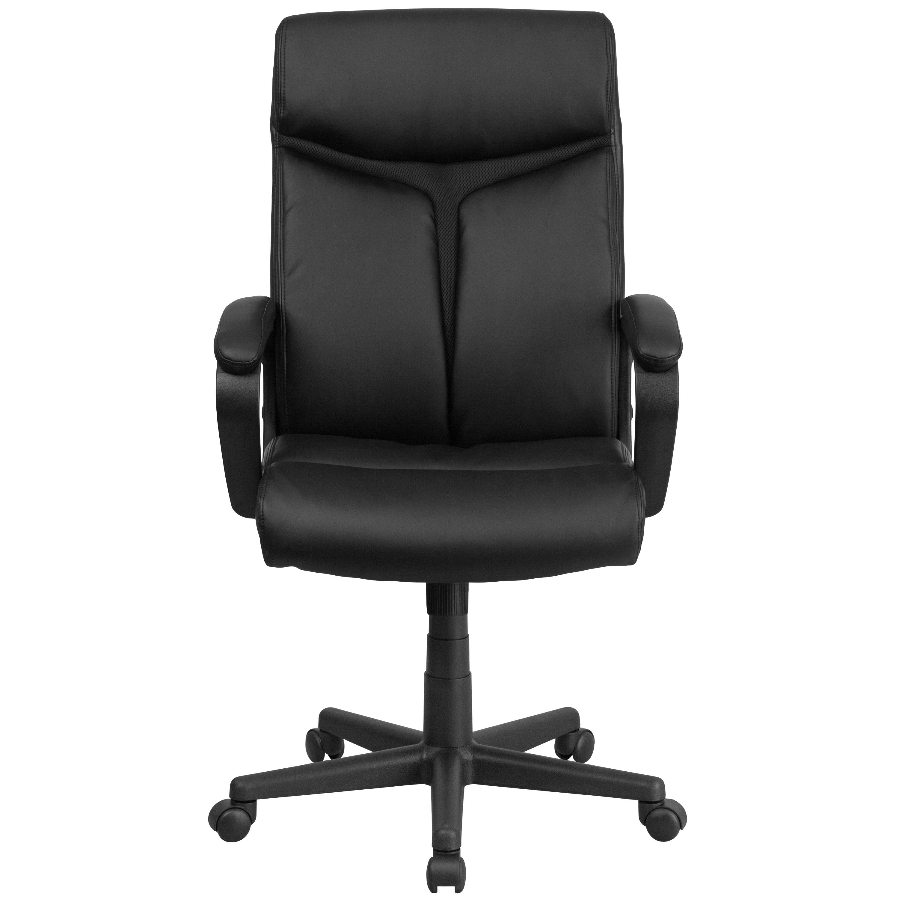 Alt View 7. Emma + Oliver - High Back Leather Executive Swivel Office Chair with Slight Mesh Accent and Arms - Black.