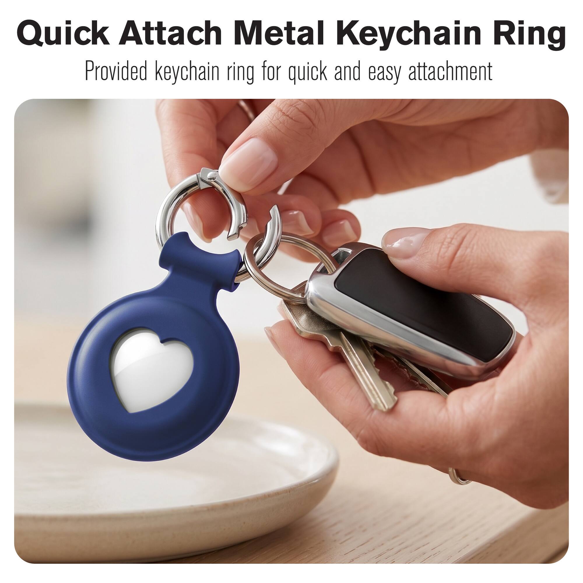 Quick Attach Metal Keychain Ring  
Provided keychain ring for quick and easy attachment